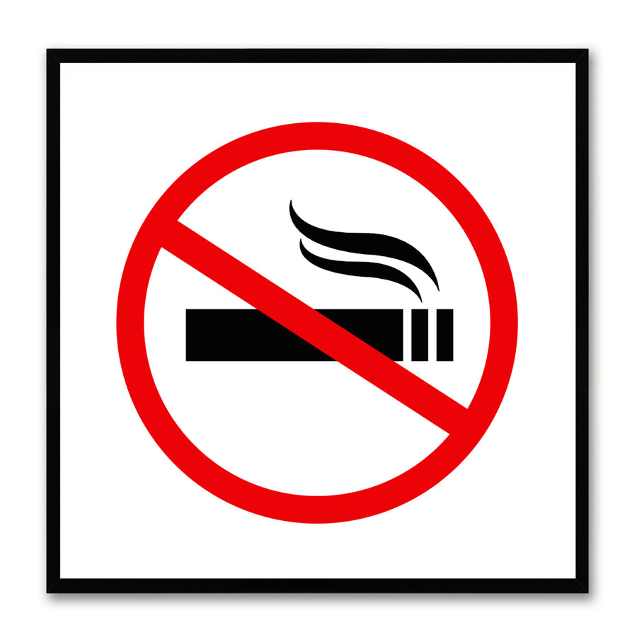 No Smoking Sign Art White Canvas Print with Picture Frame Gift Ideas Wall  Mancave Image 1
