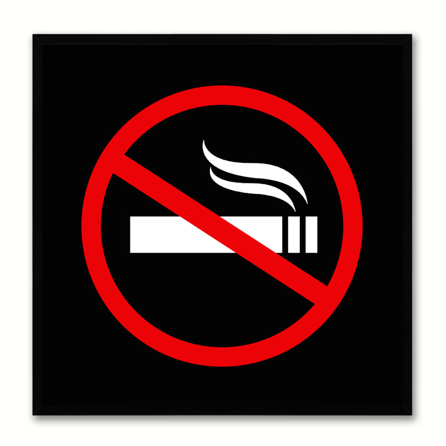 No Smoking Sign Art Black Canvas Print with Picture Frame Gift Ideas Wall  Mancave Image 1
