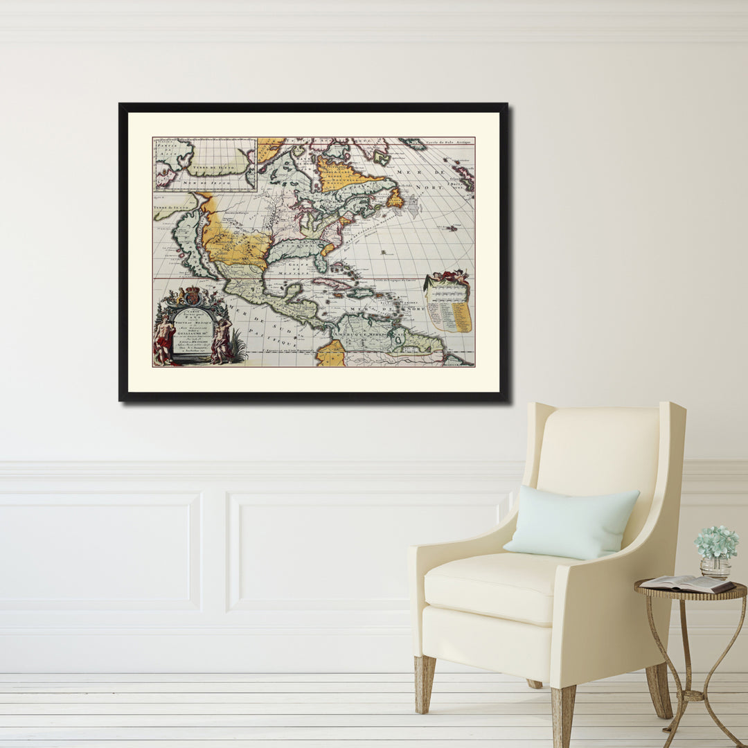 North America Vintage Antique Map Wall Art  Gift Ideas Canvas Print Custom Picture Frame Image 4