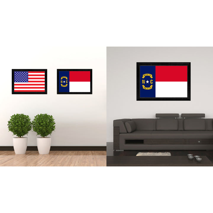 North Carolina State Flag Canvas Print with Picture Frame Gift Ideas  Wall Art Decoration Image 2