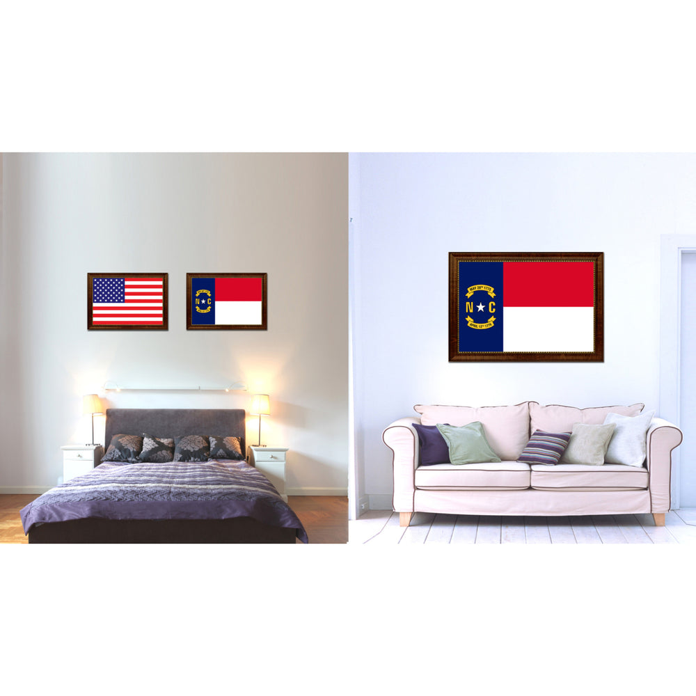 North Carolina State Flag Canvas Print with Picture Frame  Wall Art Gift Image 2