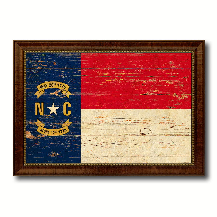 North Carolina Vintage Flag Canvas Print with Picture Frame Gift Ideas  Wall Art Decoration Image 1