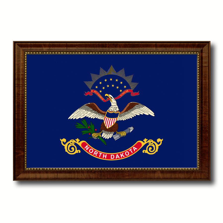 North Dakota State Flag Canvas Print with Picture Frame  Wall Art Gift Image 1