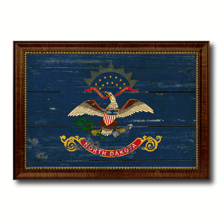 North Dakota Vintage Flag Canvas Print with Picture Frame Gift Ideas  Wall Art Decoration Image 1