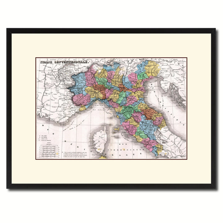 North Italy Vintage Antique Map Wall Art  Gift Ideas Canvas Print Custom Picture Frame Image 1