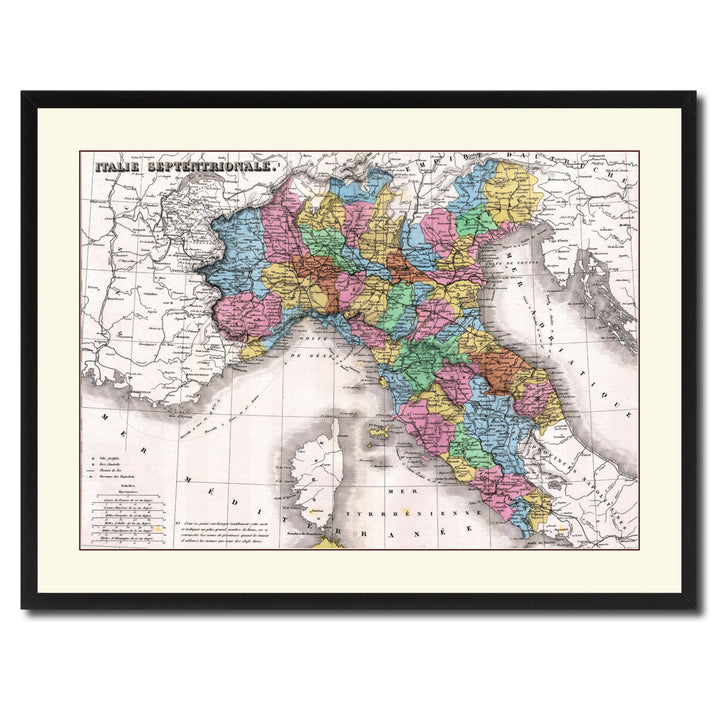 North Italy Vintage Antique Map Wall Art  Gift Ideas Canvas Print Custom Picture Frame Image 3