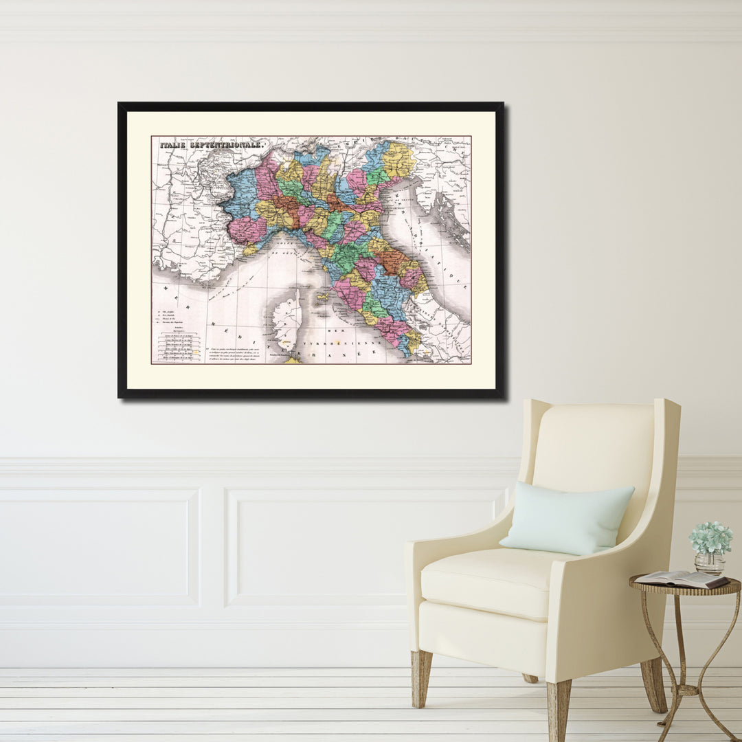 North Italy Vintage Antique Map Wall Art  Gift Ideas Canvas Print Custom Picture Frame Image 5