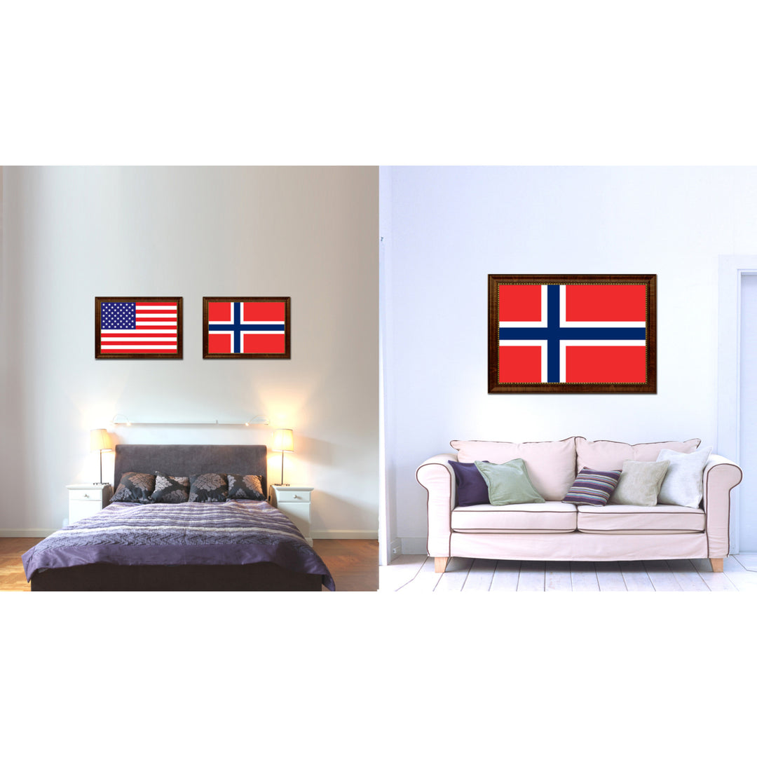 Norway Country Flag Canvas Print with Picture Frame  Gifts Wall Image 1