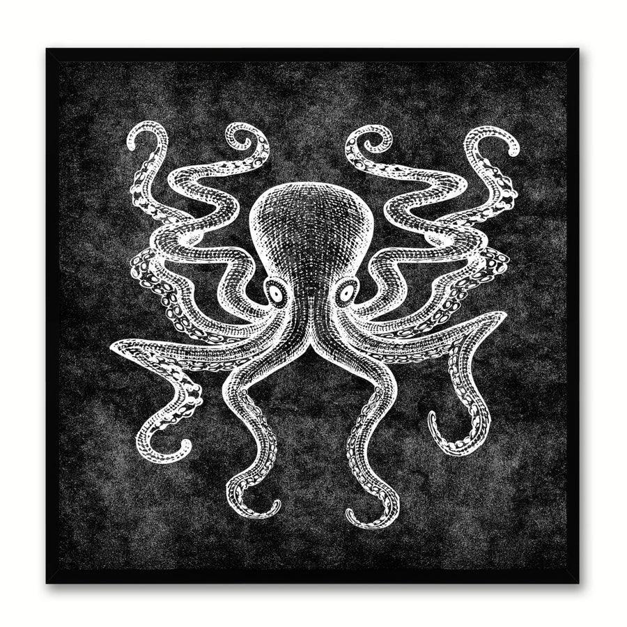 Octopus Black Canvas Print with Picture Frames Office  Wall Art Gifts Image 1