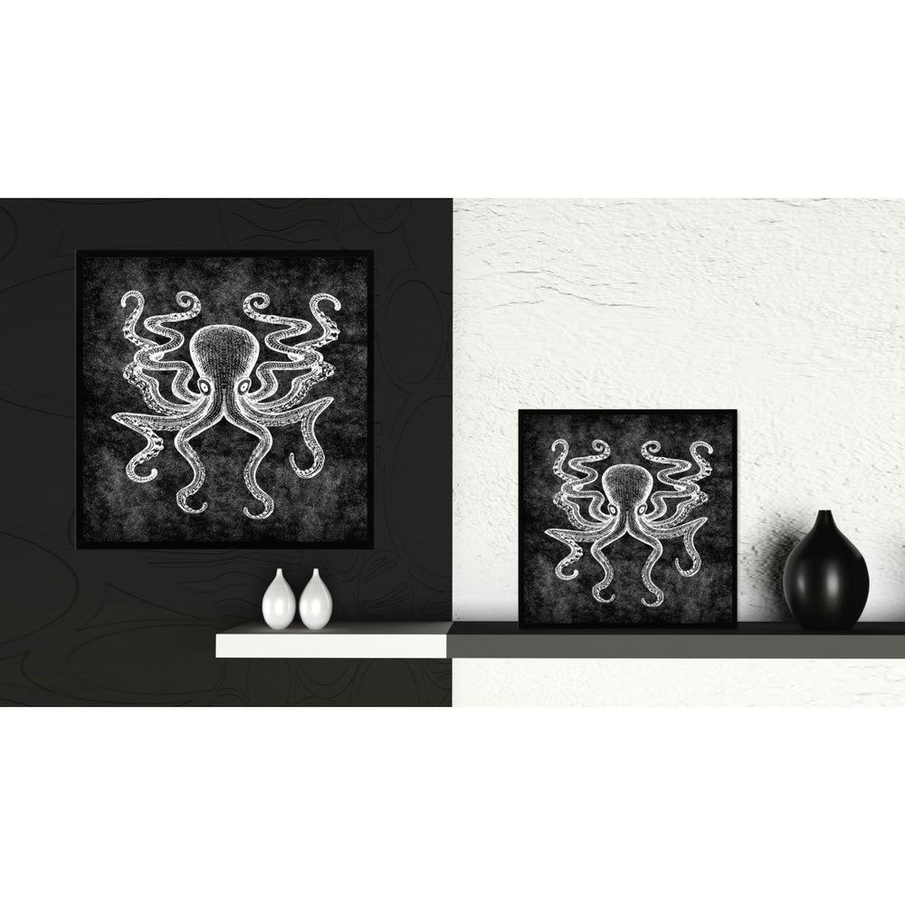 Octopus Black Canvas Print with Picture Frames Office  Wall Art Gifts Image 2