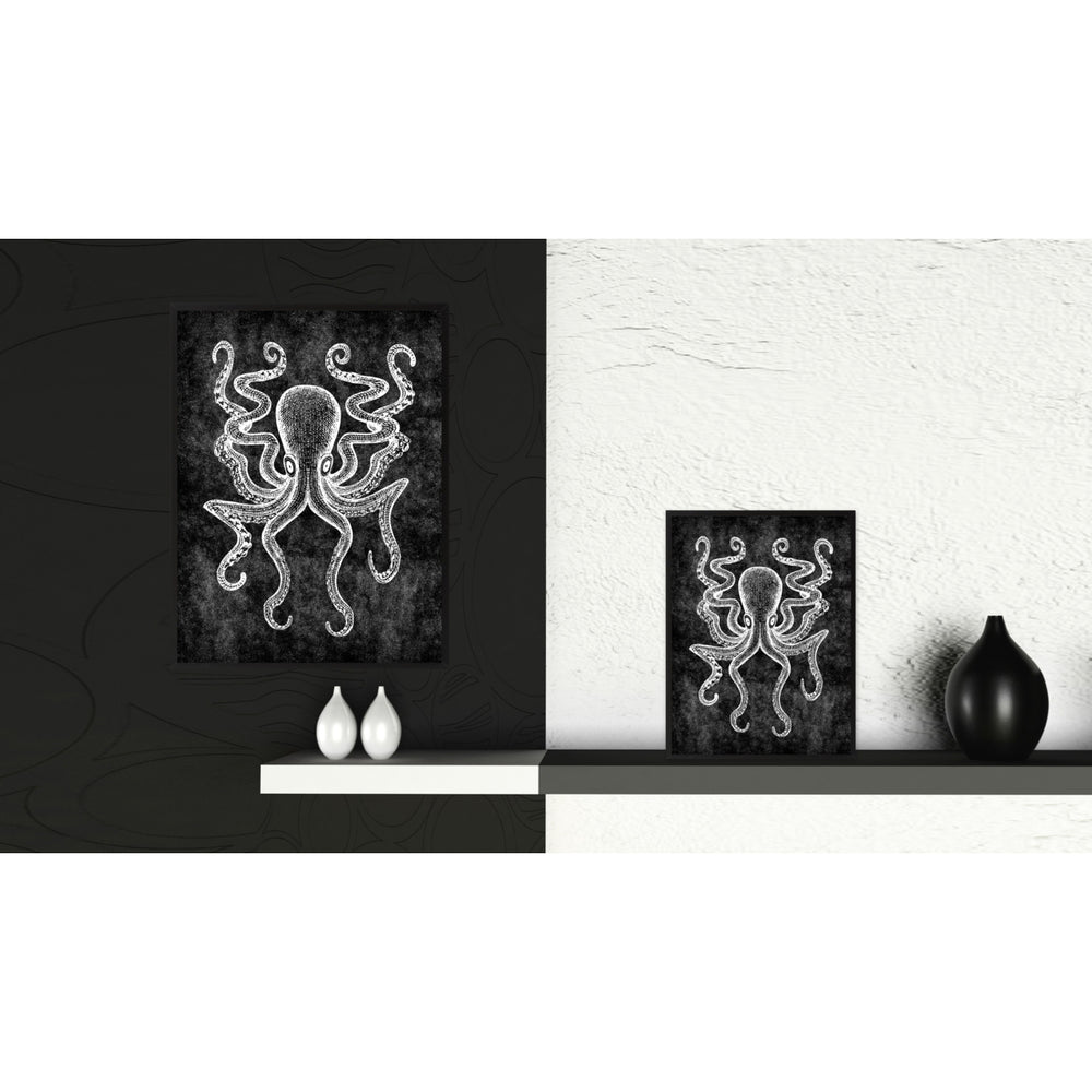 Octopus Black Canvas Print with Picture Frames  Wall Art Gifts Image 2