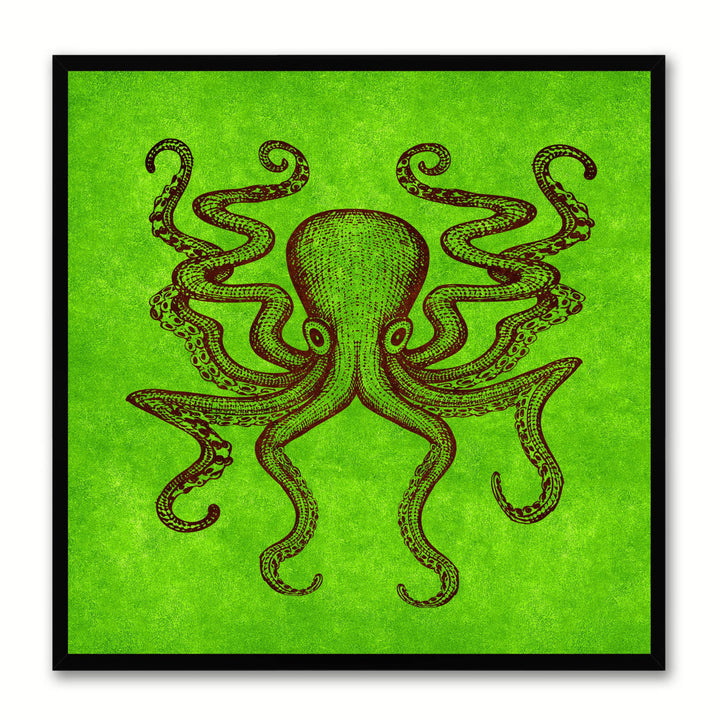 Octopus Green Canvas Print with Picture Frames Office  Wall Art Gifts Image 1
