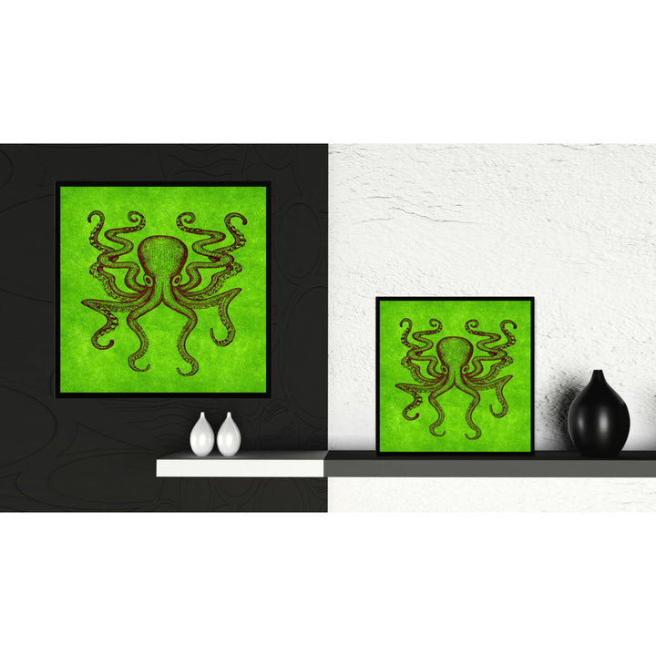Octopus Green Canvas Print with Picture Frames Office  Wall Art Gifts Image 2