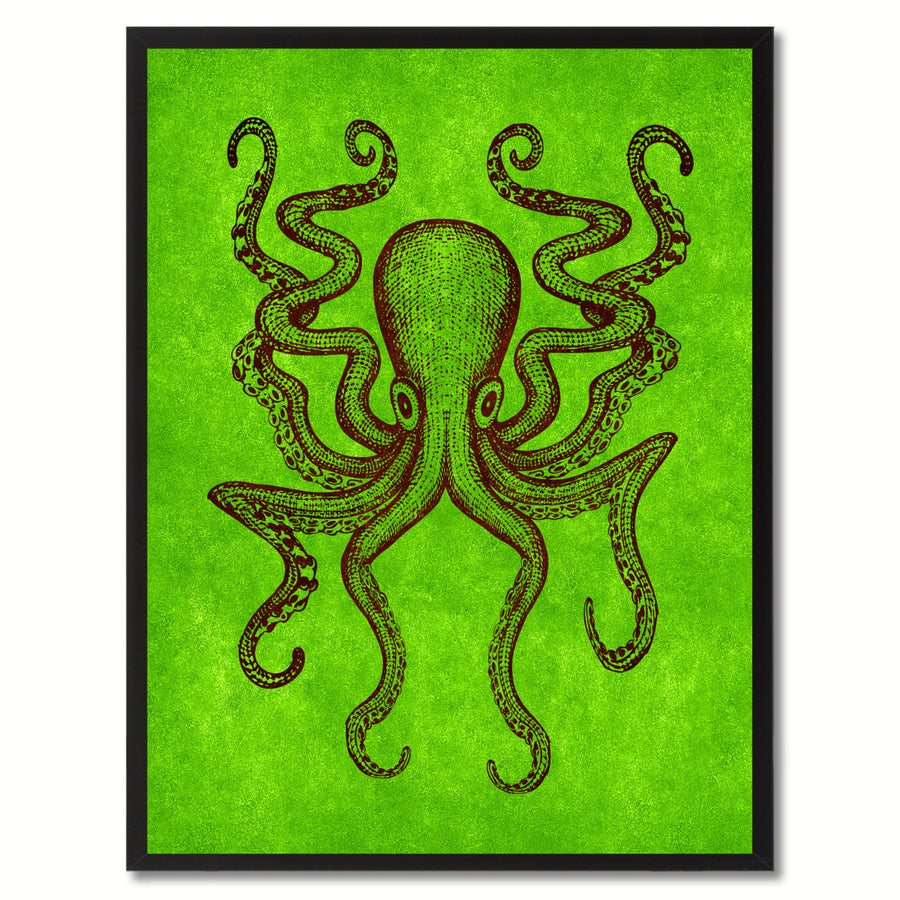 Octopus Green Canvas Print with Picture Frames  Wall Art Gifts Image 1