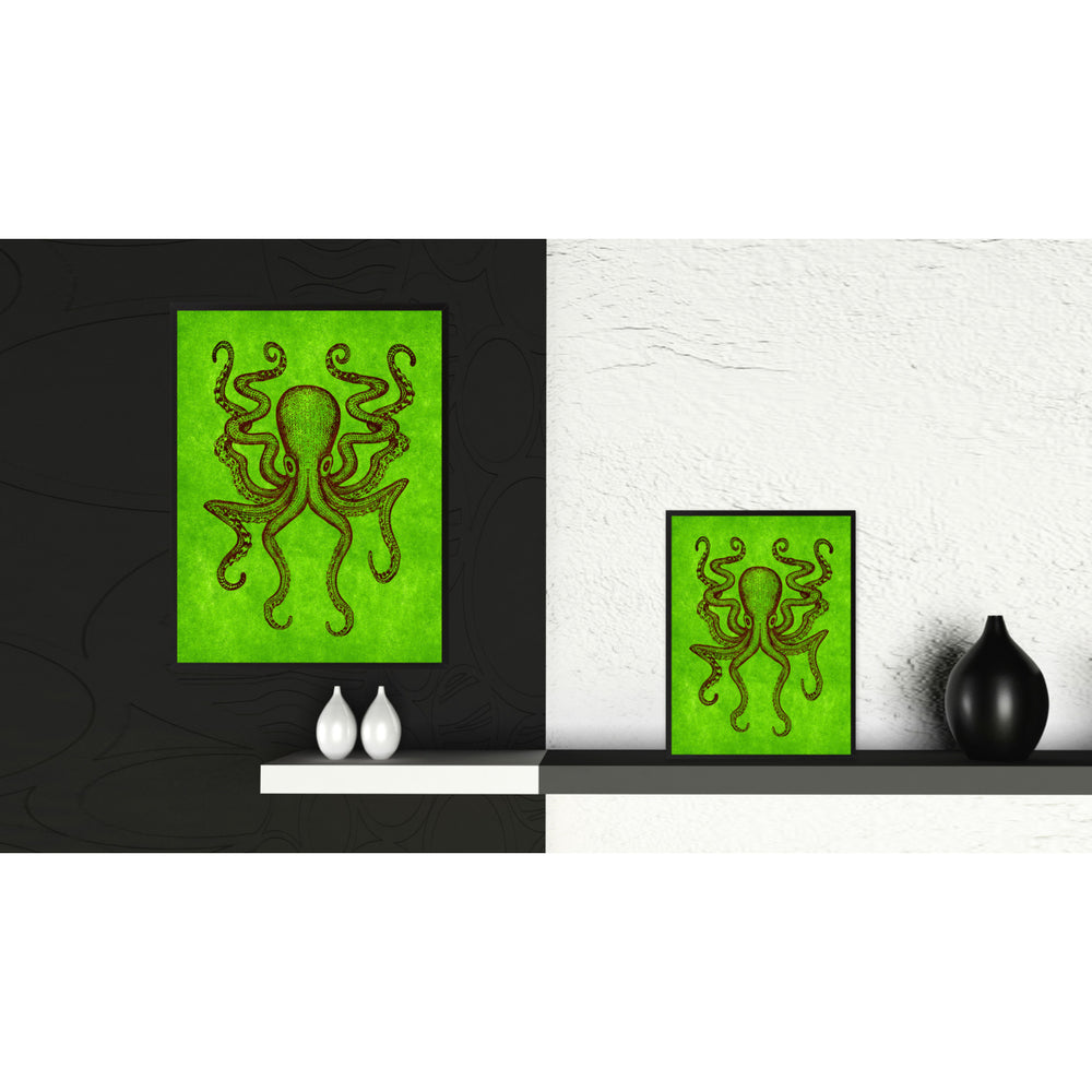 Octopus Green Canvas Print with Picture Frames  Wall Art Gifts Image 2