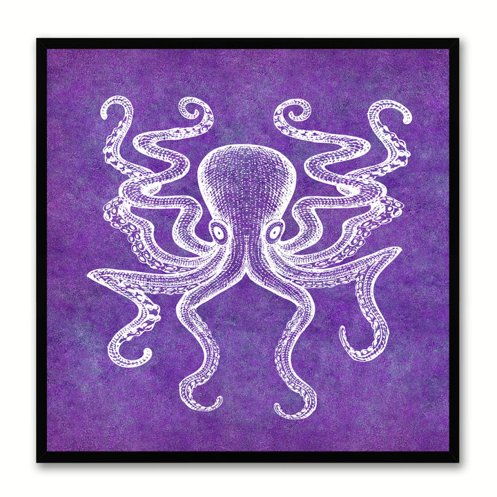 Octopus Purple Canvas Print with Picture Frames Office  Wall Art Gifts Image 1