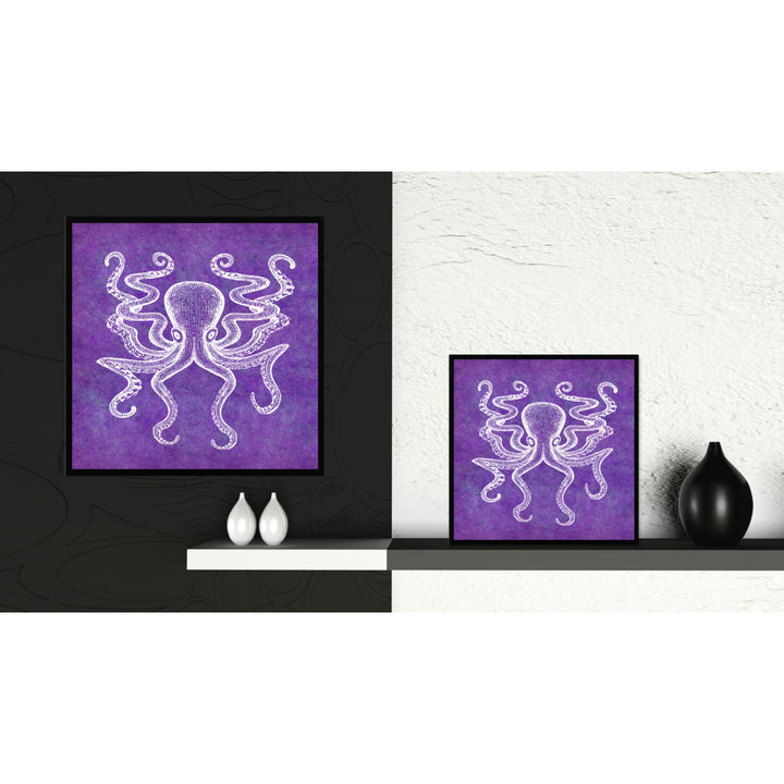 Octopus Purple Canvas Print with Picture Frames Office  Wall Art Gifts Image 2