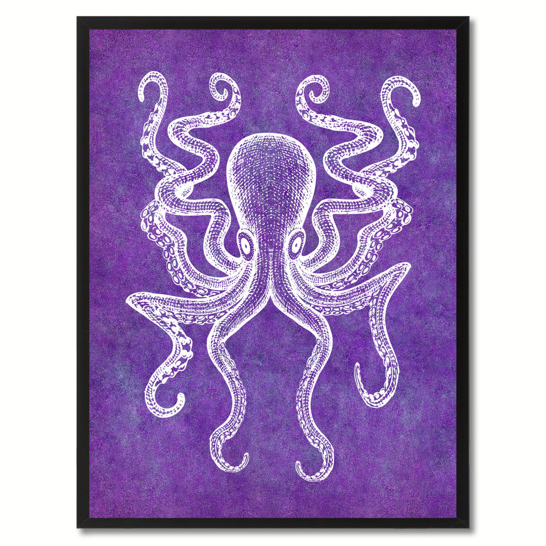 Octopus Purple Canvas Print with Picture Frames  Wall Art Gifts Image 1