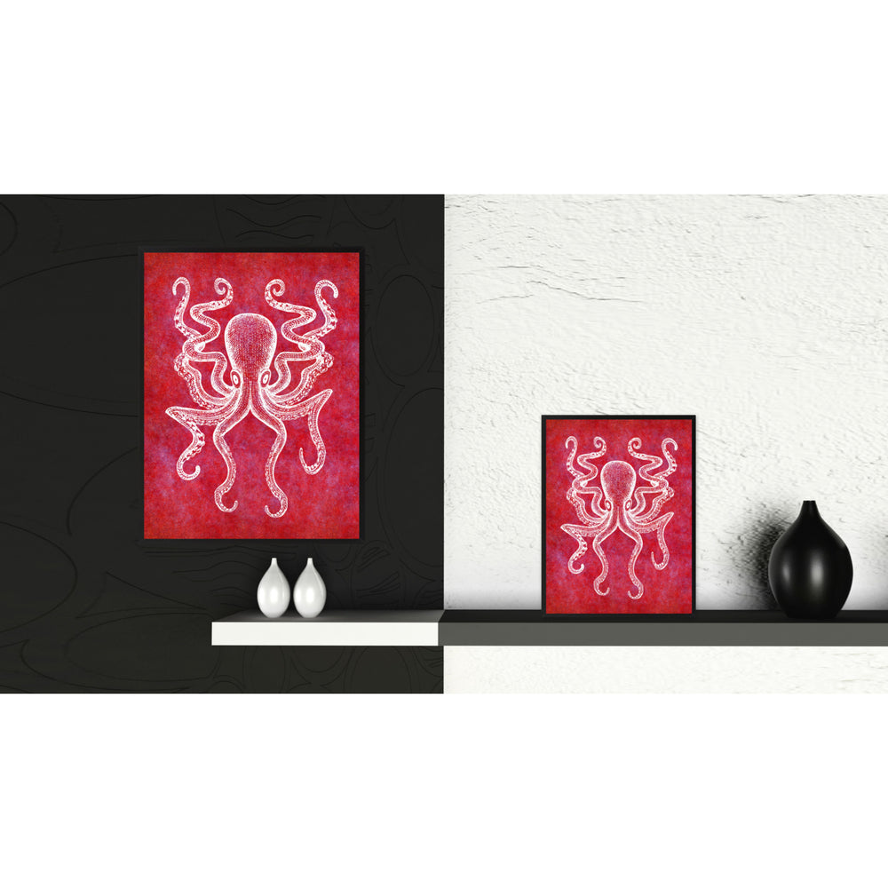 Octopus Red Canvas Print with Picture Frames  Wall Art Gifts Image 2