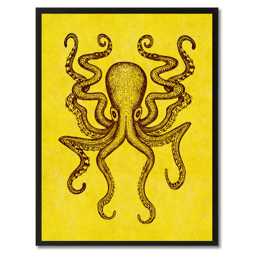Octopus Yellow Canvas Print with Picture Frames  Wall Art Gifts Image 1