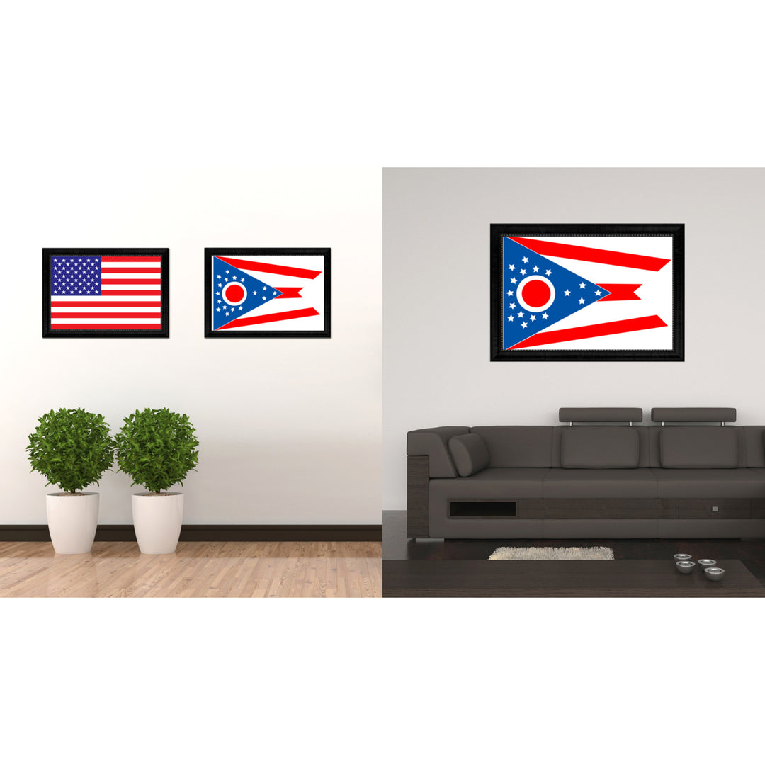 Ohio State Flag Canvas Print with Black Picture Frame Gift Ideas  Wall Art Decoration 6148 Image 2