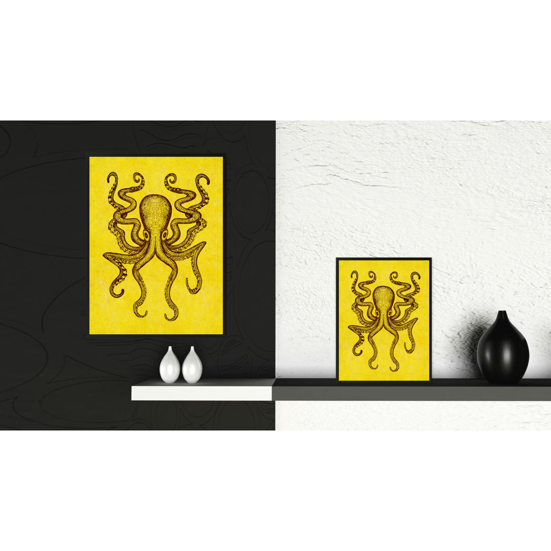 Octopus Yellow Canvas Print with Picture Frames  Wall Art Gifts Image 2