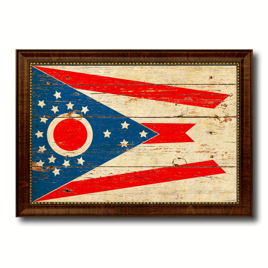 Ohio Vintage Flag Canvas Print with Picture Frame Gift Ideas  Wall Art Decoration Image 1