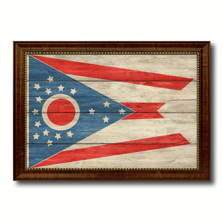 Ohio Texture Flag Canvas Print with Picture Frame Gift Ideas  Wall Art Decoration Image 1