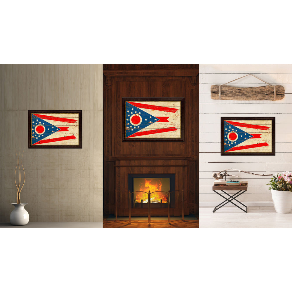 Ohio Vintage Flag Canvas Print with Picture Frame Gift Ideas  Wall Art Decoration Image 2