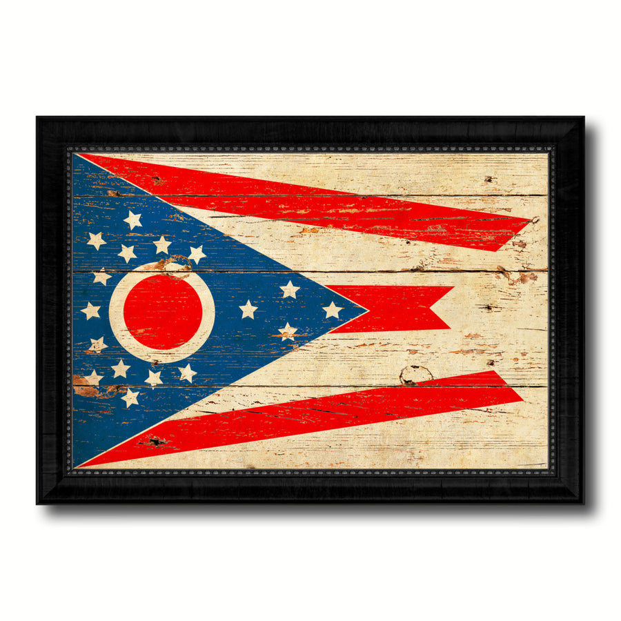 Ohio Vintage Flag Canvas Print with Picture Frame  Wall Art Gift Image 1