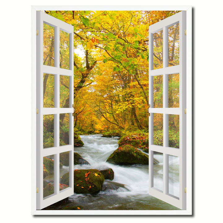 Oirase River Japan Picture 3D French Window Canvas Print Gifts  Wall Frames Image 1