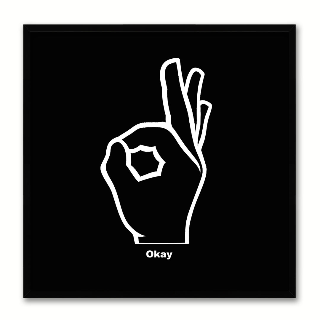 Okay Hand Social Media Icon Canvas Print with Picture Frame Wall Art Image 1
