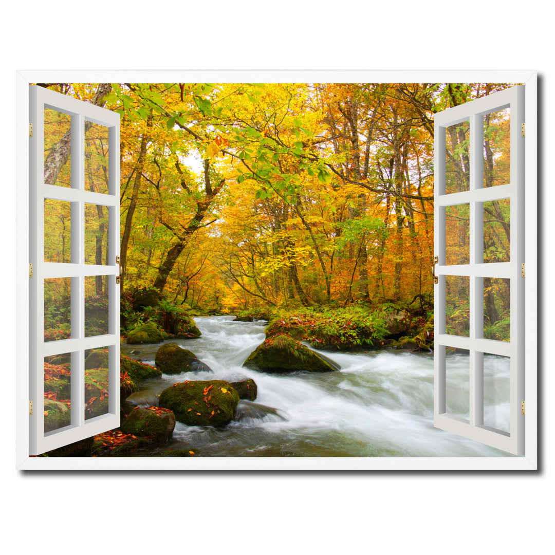 Oirase River Japan Picture 3D French Window Canvas Print  Wall Frames Image 1