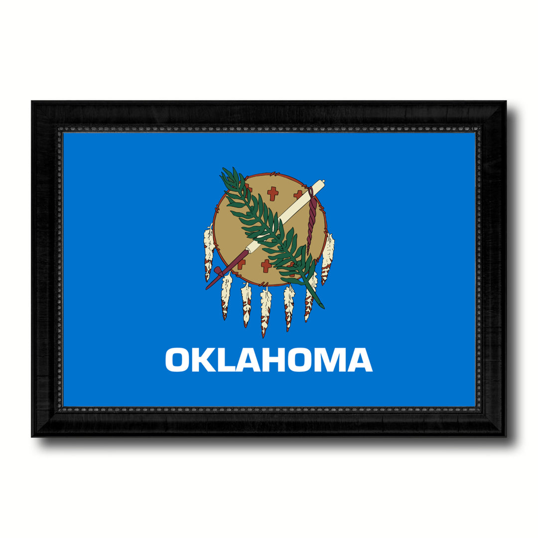 Oklahoma State Flag Canvas Print with Picture Frame Gift Ideas  Wall Art Decoration Image 1