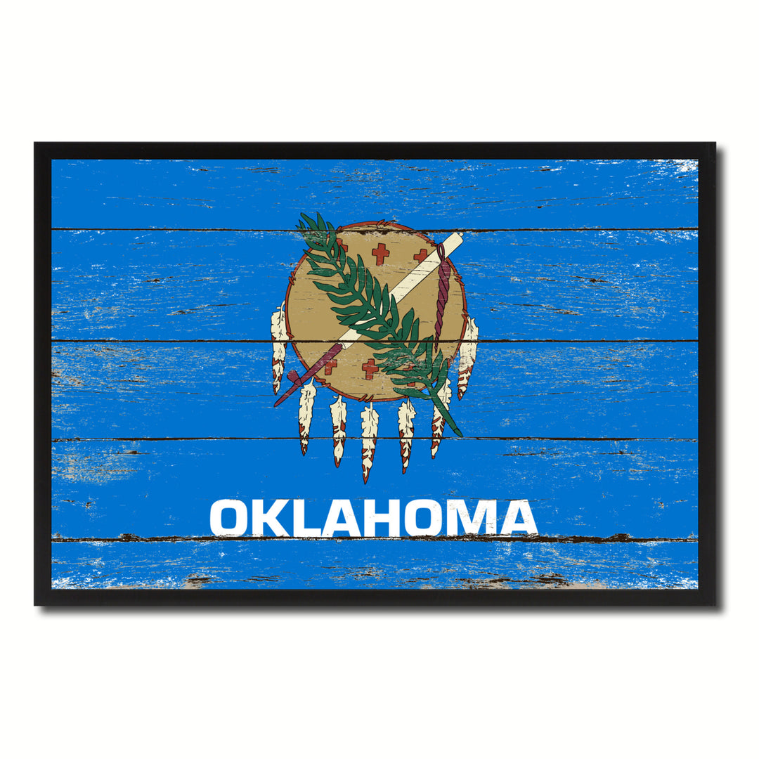Oklahoma Flag Canvas Print with Picture Frame Gift Ideas  Wall Art Decoration Image 1