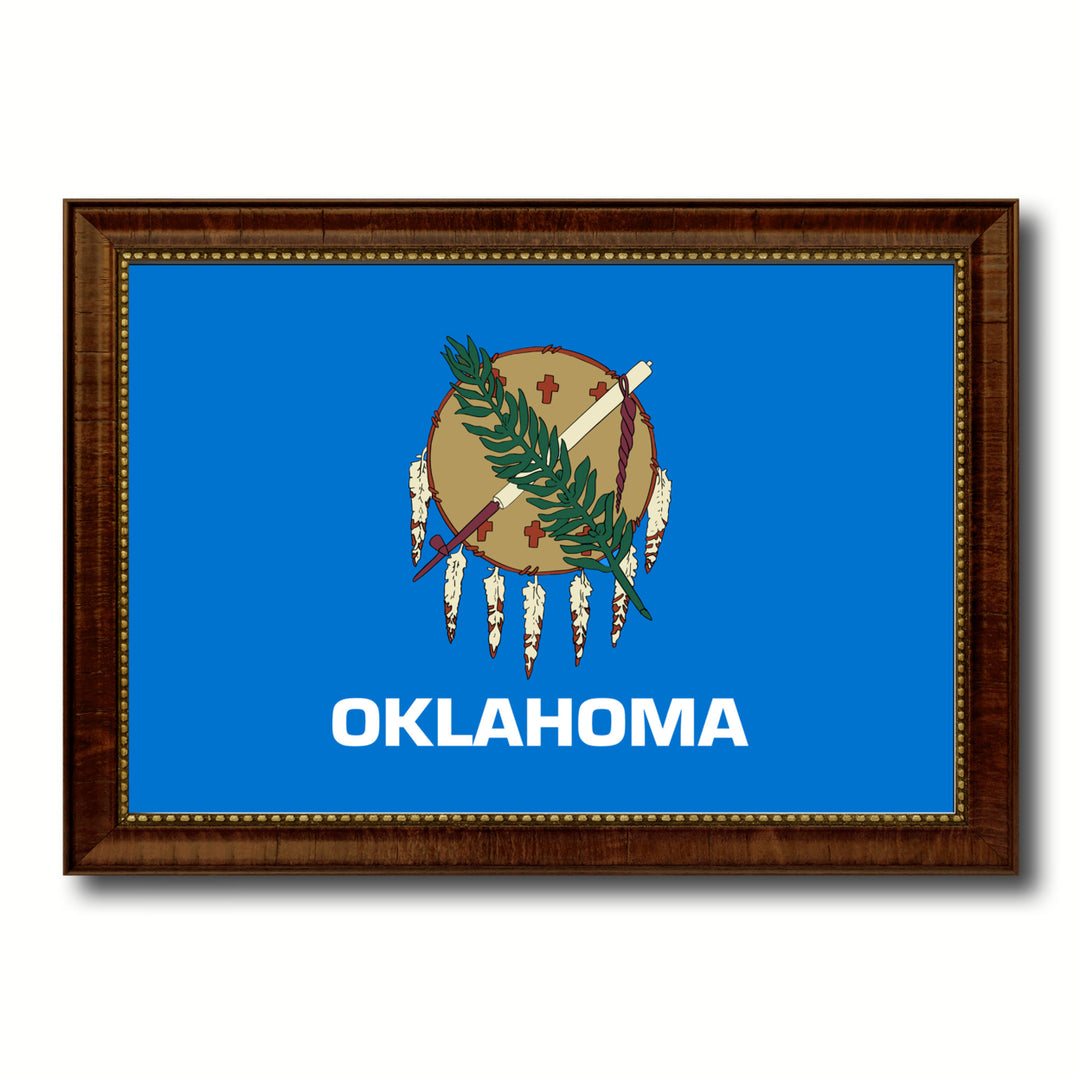 Oklahoma State Flag Canvas Print with Picture Frame  Wall Art Gift Image 1
