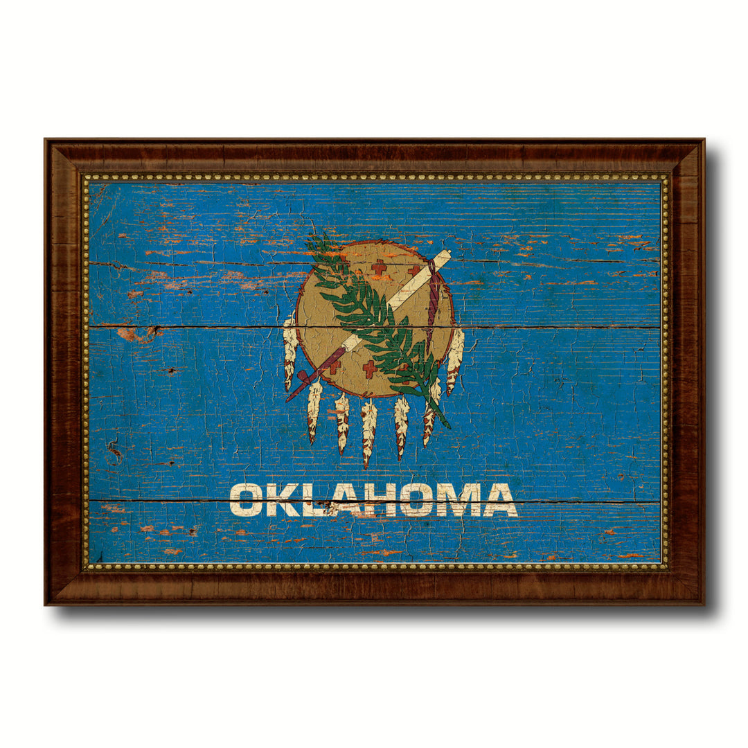 Oklahoma Vintage Flag Canvas Print with Picture Frame Gift Ideas  Wall Art Decoration Image 1