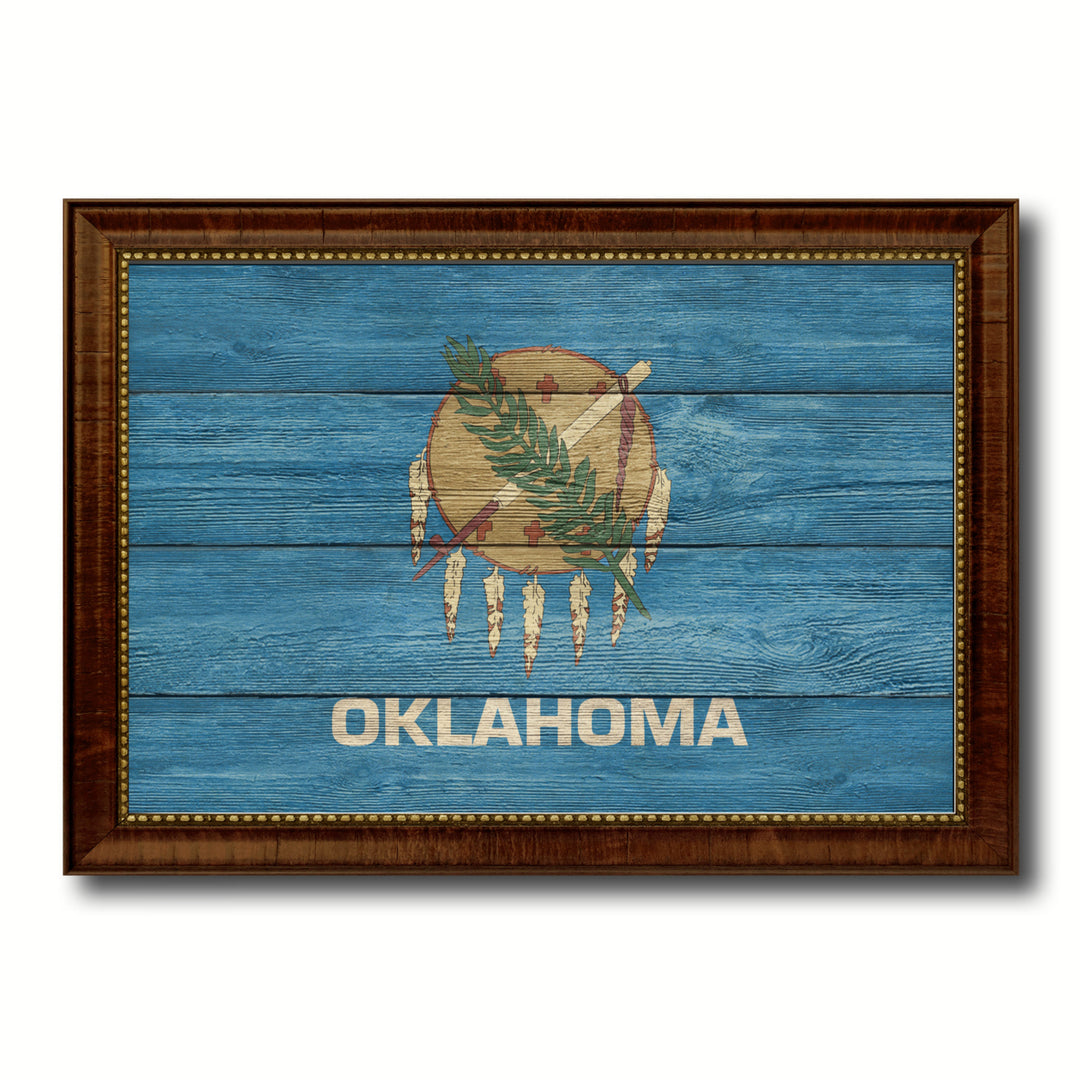Oklahoma Texture Flag Canvas Print with Picture Frame Gift Ideas Home Dcor Wall Art Decoration Image 1
