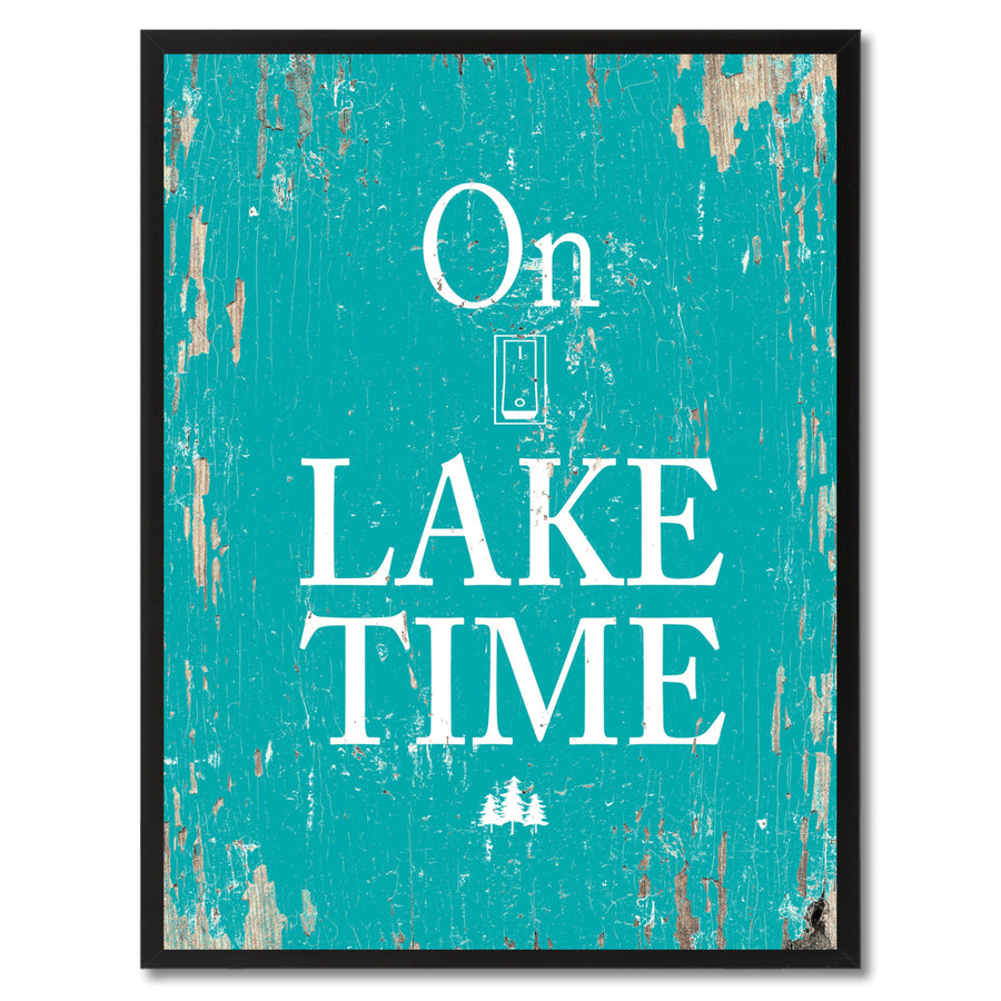 On Lake Time Saying Canvas Print with Picture Frame  Wall Art Gifts Image 1