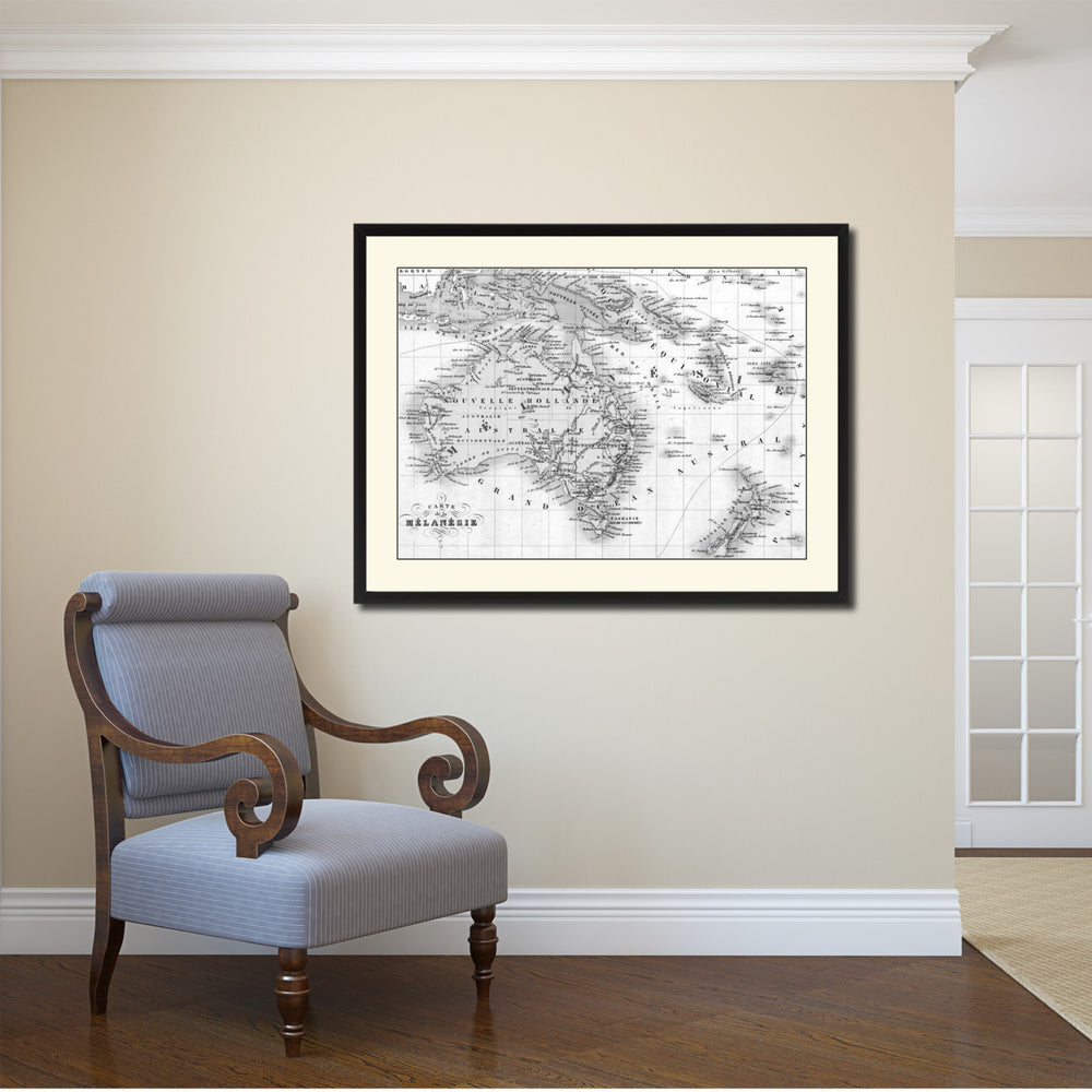 Ontario Canada Vintage BandW Map Canvas Print with Picture Frame  Wall Art Gift Ideas Image 2