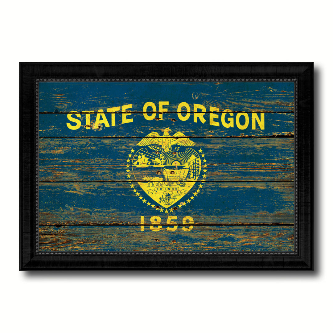 Oregon Vintage Flag Canvas Print with Picture Frame Home Dcor Wall Art Gift Image 1