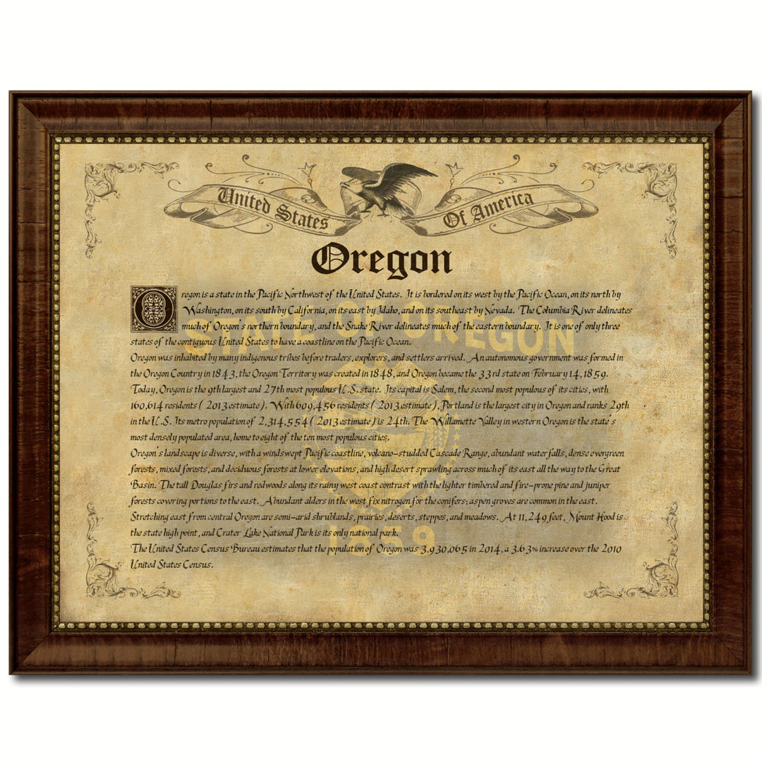 Oregon State Vintage History Flag Canvas Print with Picture Frame  Wall Art Decoration Gift Ideas Image 1