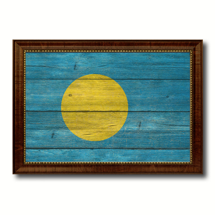 Palau Country Flag Texture Canvas Print with Custom Frame  Gift Ideas Wall Decoration Image 1