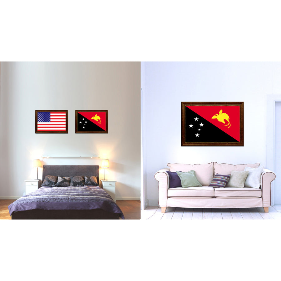 Papua  Guinea Country Flag Canvas Print with Picture Frame  Gifts Wall Image 1
