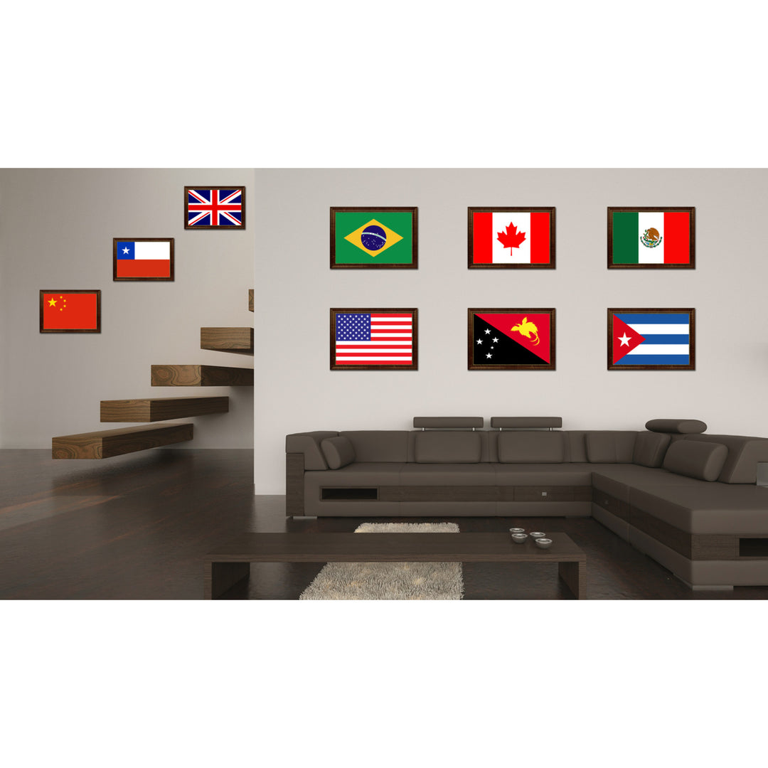 Papua  Guinea Country Flag Canvas Print with Picture Frame  Gifts Wall Image 2