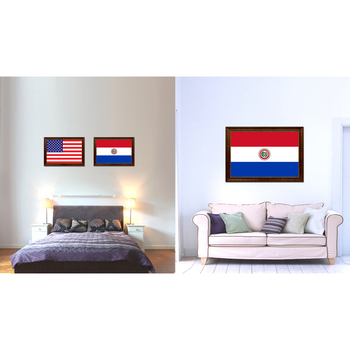 Paraguay Country Flag Canvas Print with Picture Frame  Gifts Wall Image 2