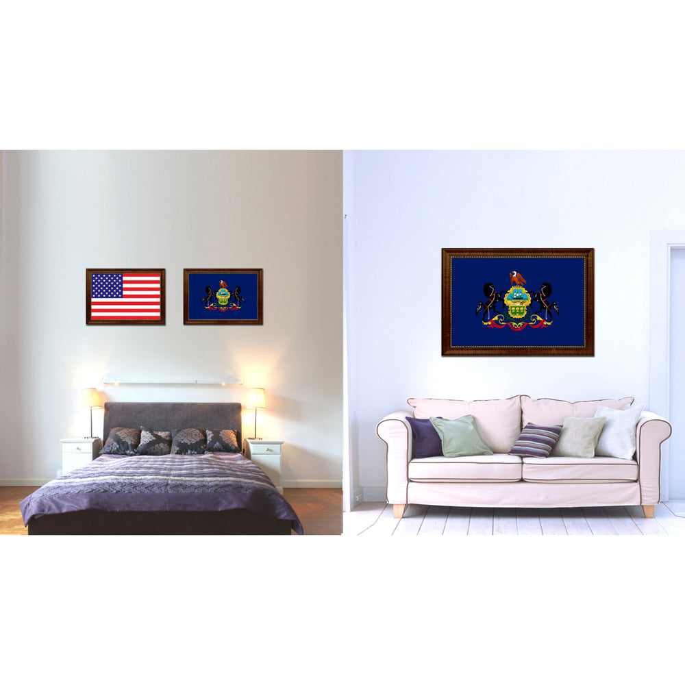Pennsylvania State Flag Canvas Print with Picture Frame  Wall Art Gift Image 2