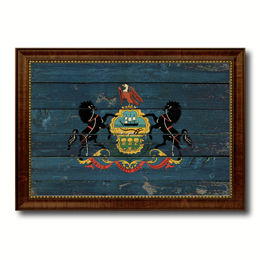 Pennsylvania Vintage Flag Canvas Print with Picture Frame Gift Ideas Home Dcor Wall Art Decoration Image 1