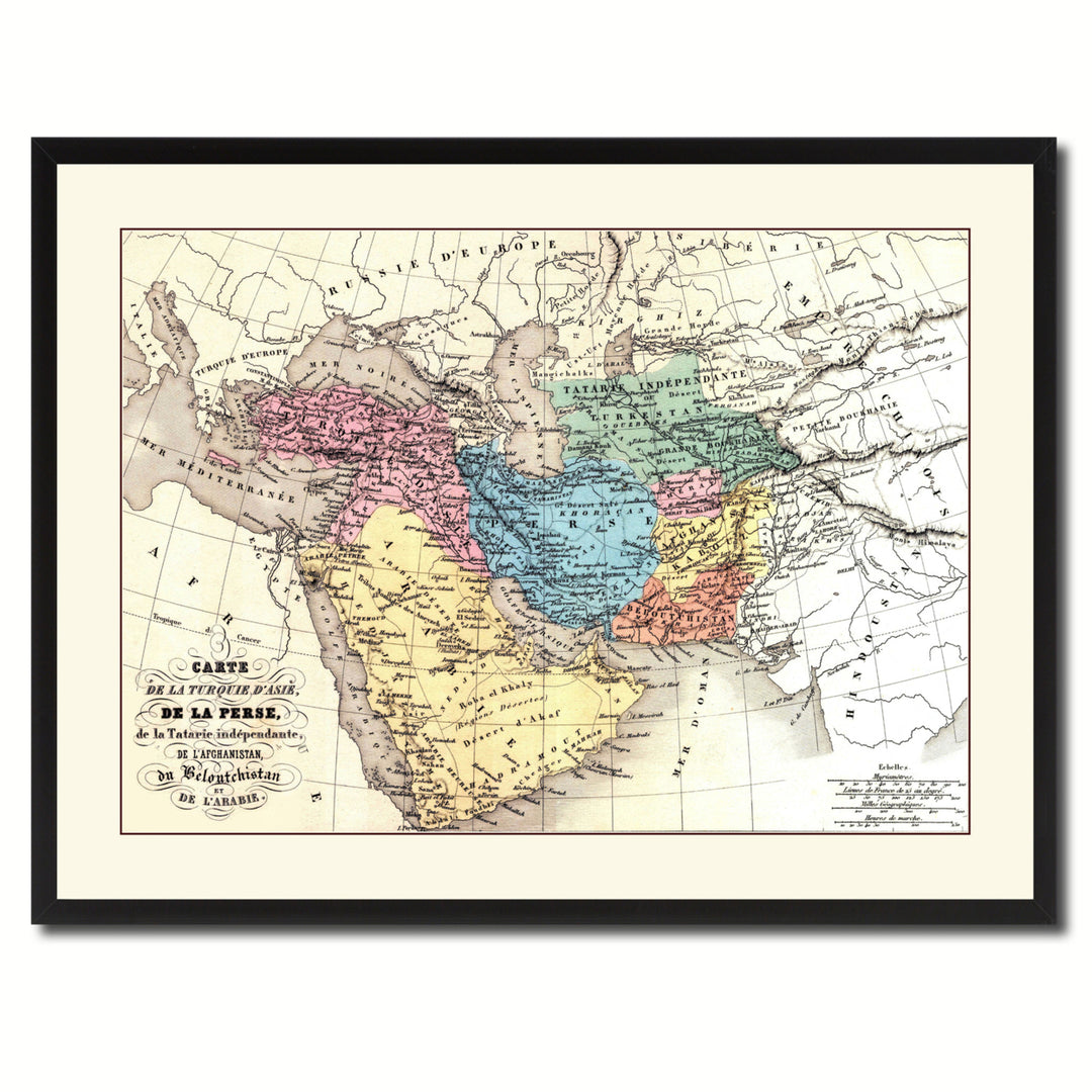 Persia Arabia Iraq Iran Vintage Antique Map Wall Art  Gift Ideas Canvas Print Custom Picture Frame Image 3