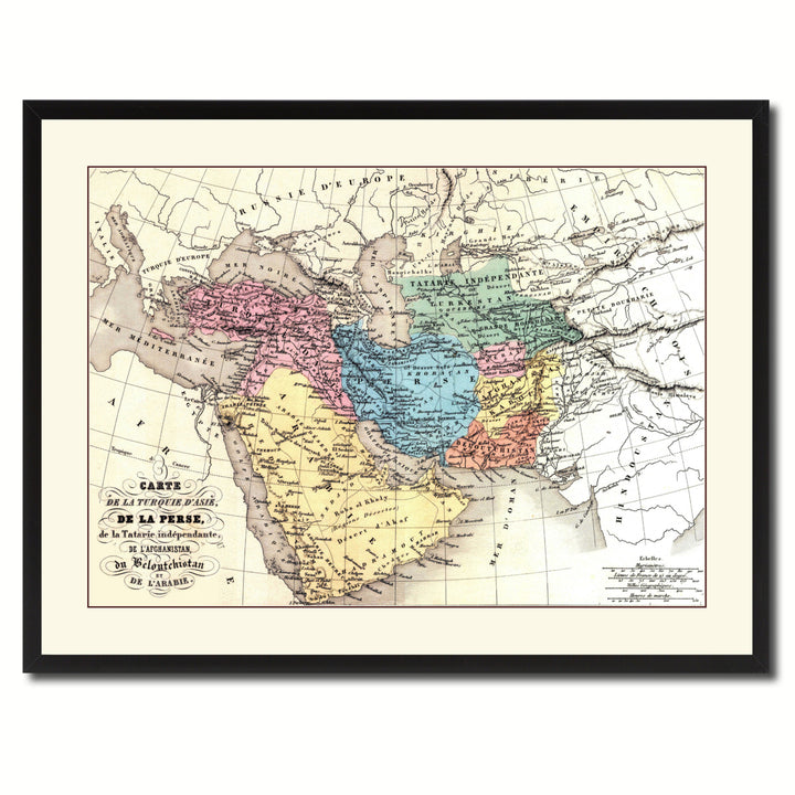 Persia Arabia Iraq Iran Vintage Antique Map Wall Art  Gift Ideas Canvas Print Custom Picture Frame Image 3